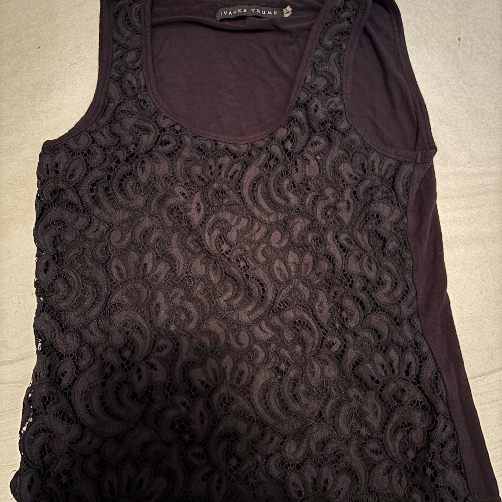 Ivanka Trump small black lace tank top